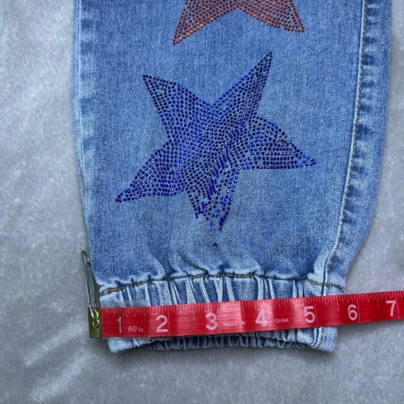 Y2K Star Rhinestone Cargo Jogger Jeans LIC Lizette Collection Size 13 - Picture 14 of 16